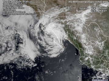 Satellite Imagery, Hurricane Blanca, 10:43AM, Loreto