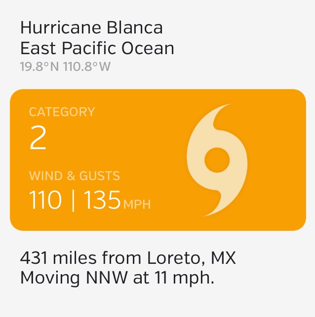 Hurricane Blanca Notification